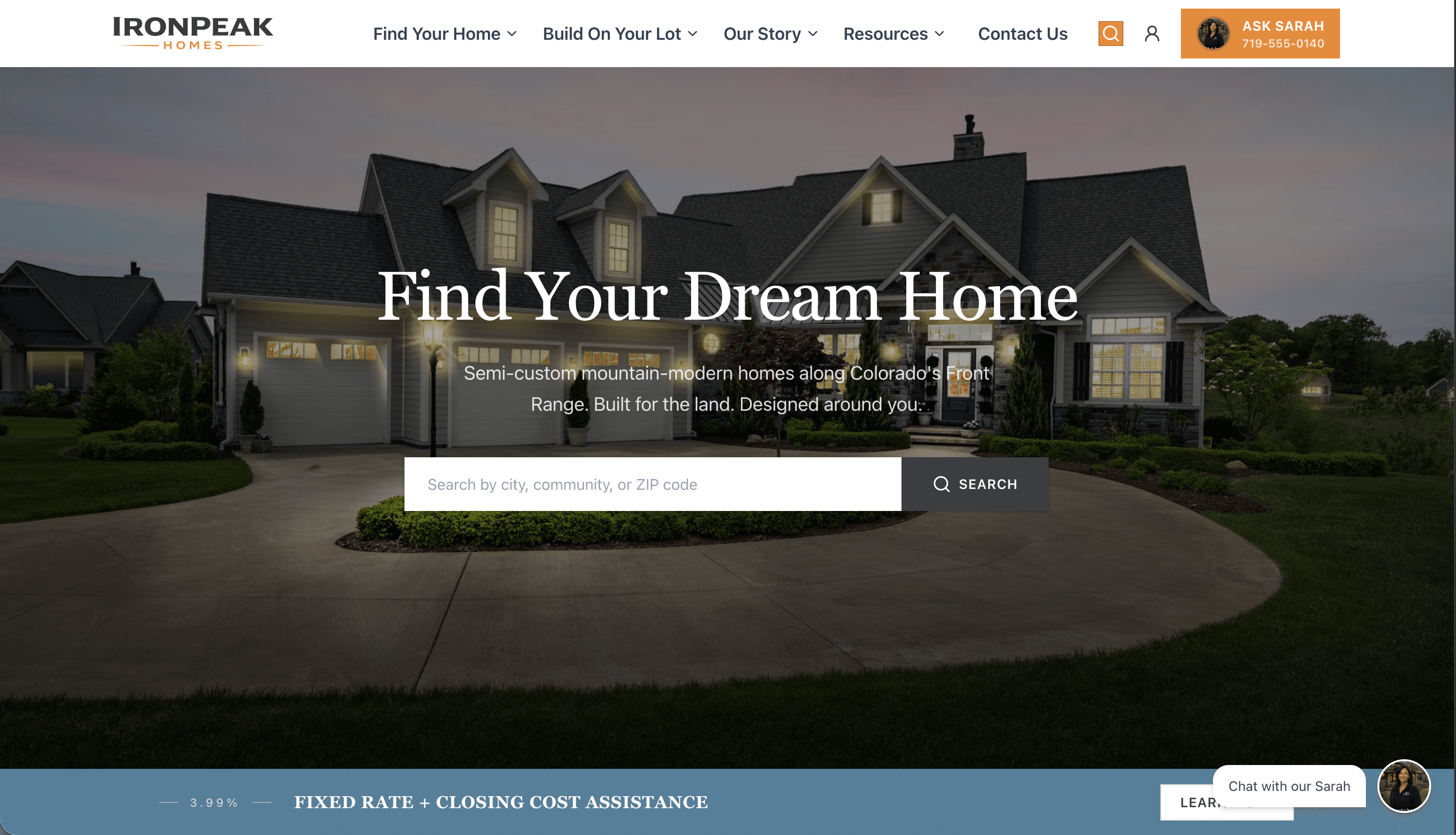 Screenshot — ironpeakhomes.com